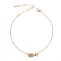 Gold and silver adjustable alloy bracelets featuring a small pineapple charm on a chain.