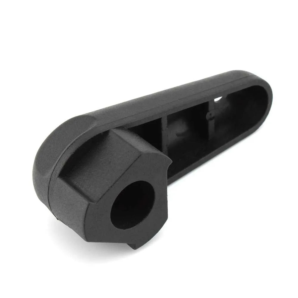 Black nylon quick release wrench for BMW motorcycle engine oil cap on a plain background