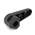 Black nylon quick release wrench for BMW motorcycle engine oil cap on a plain background