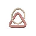 Large triangular pull ring dog toy with twisted cotton rope in beige, pink, or purple.