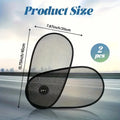 Black stretchy car window shade with suction cups attached to a car side window.