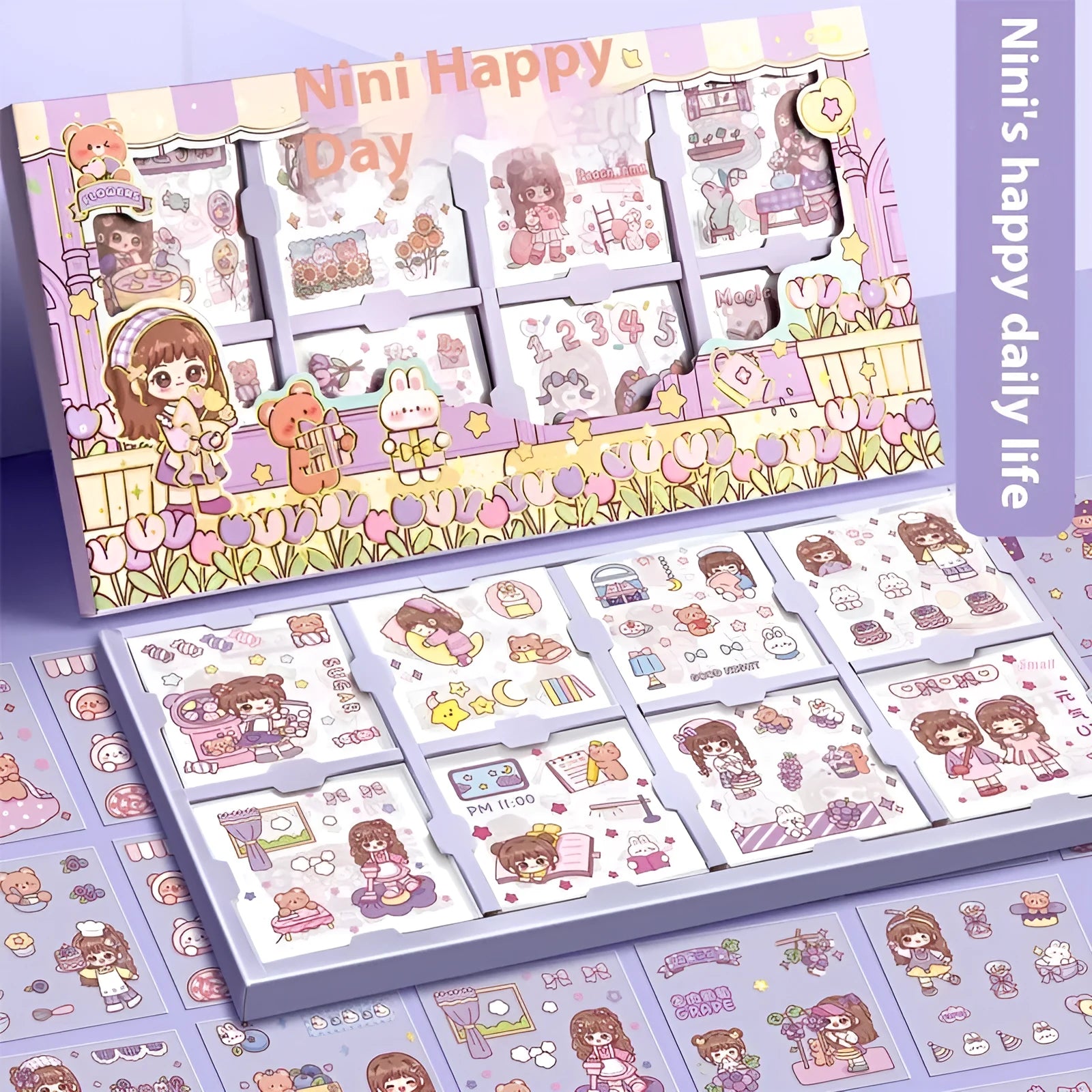 Children's sticker collection notebook with five cute theme packs for creative organisation