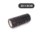 A solid EVA foam roller for fitness, shown in a selection of colours including black, pink, and blue.