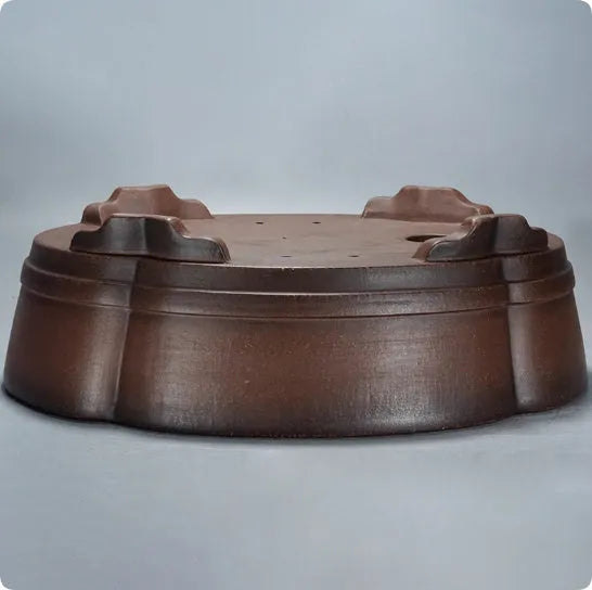 Classical green plant design purple clay bonsai pot for indoor use.