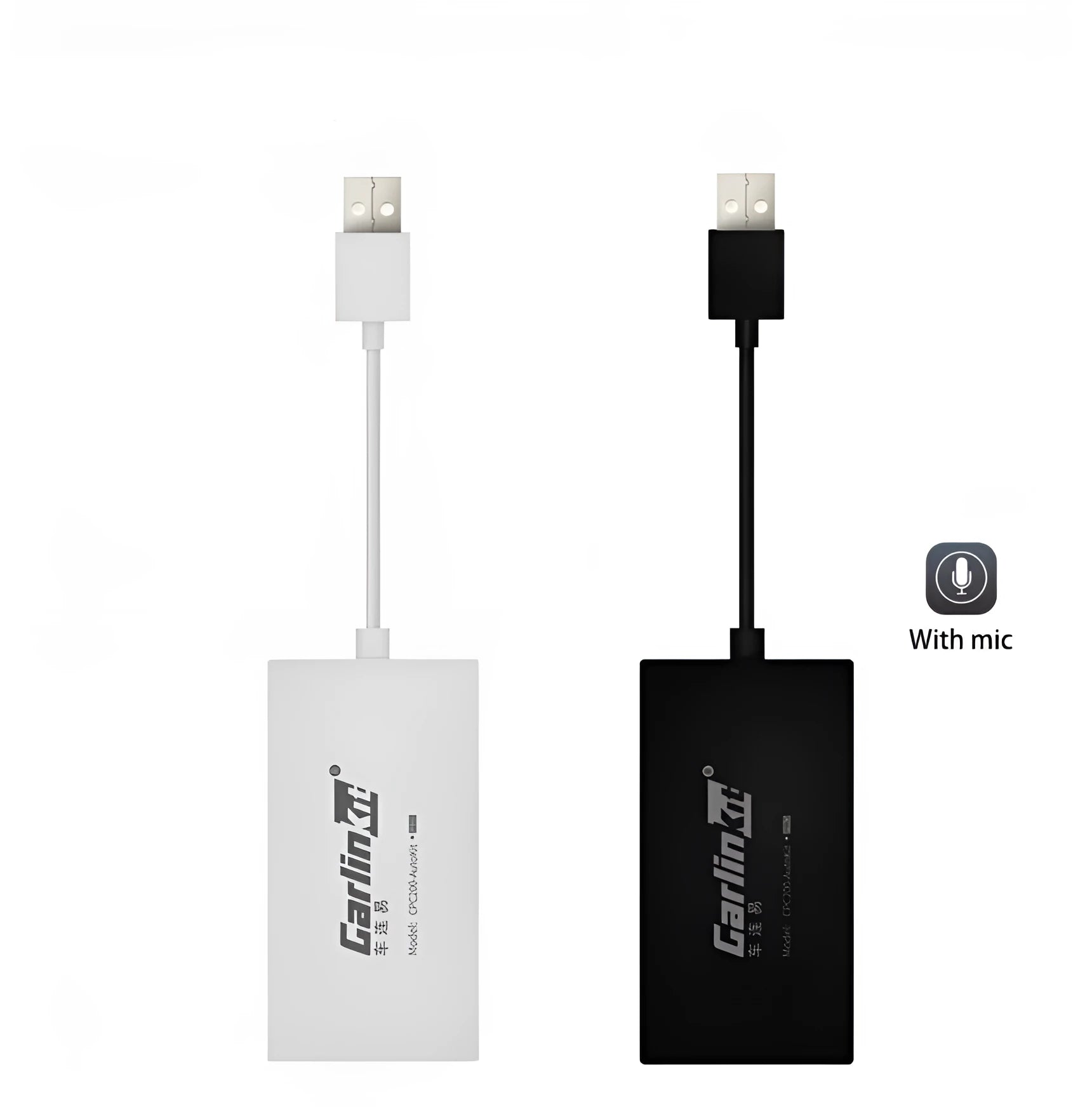 Black wireless CarPlay USB dongle adapter for iPhone and Android car stereo connectivity
