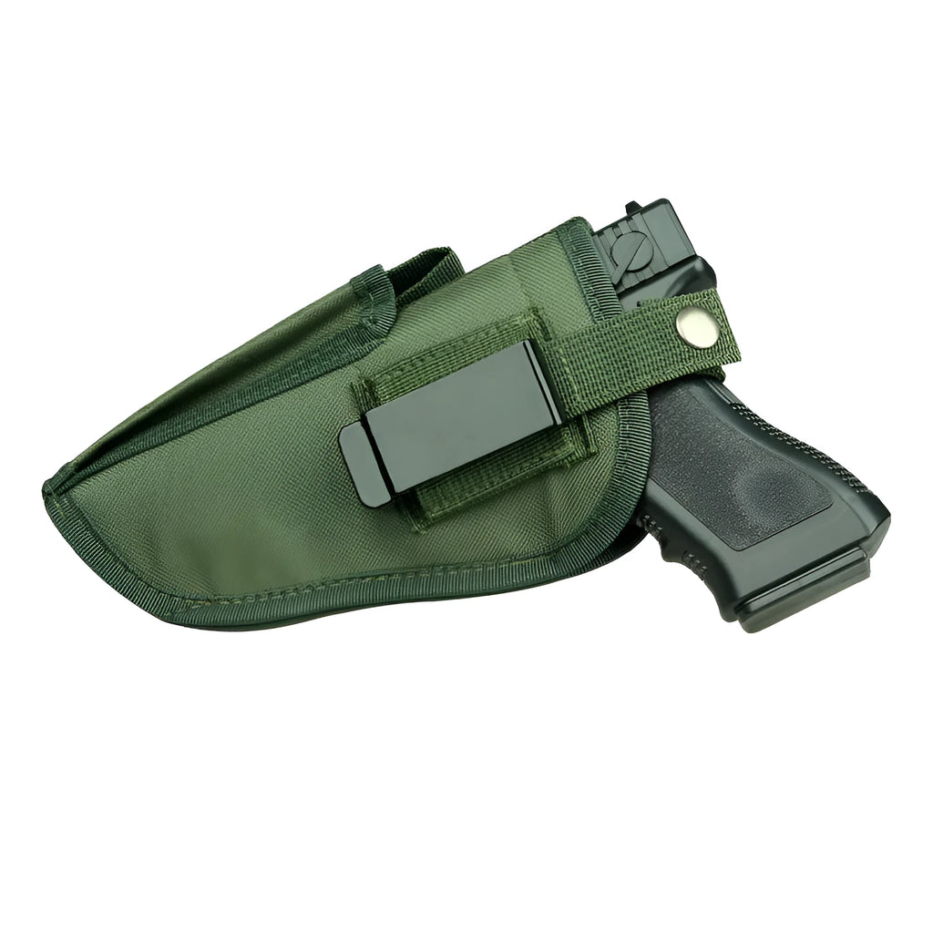 Green nylon universal tactical holster for belt carry, 10.5cm x 19cm, outdoor gear
