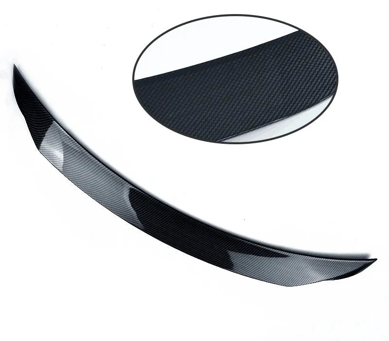 Bright black blade-style tail trim with large fixed wing spoiler for Mazda 3 Axela Exela Model 14-21.