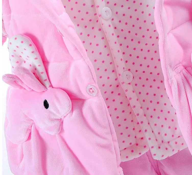 Baby girl's pink autumn winter three-piece flannel clothing set with jacket, trousers, and vest