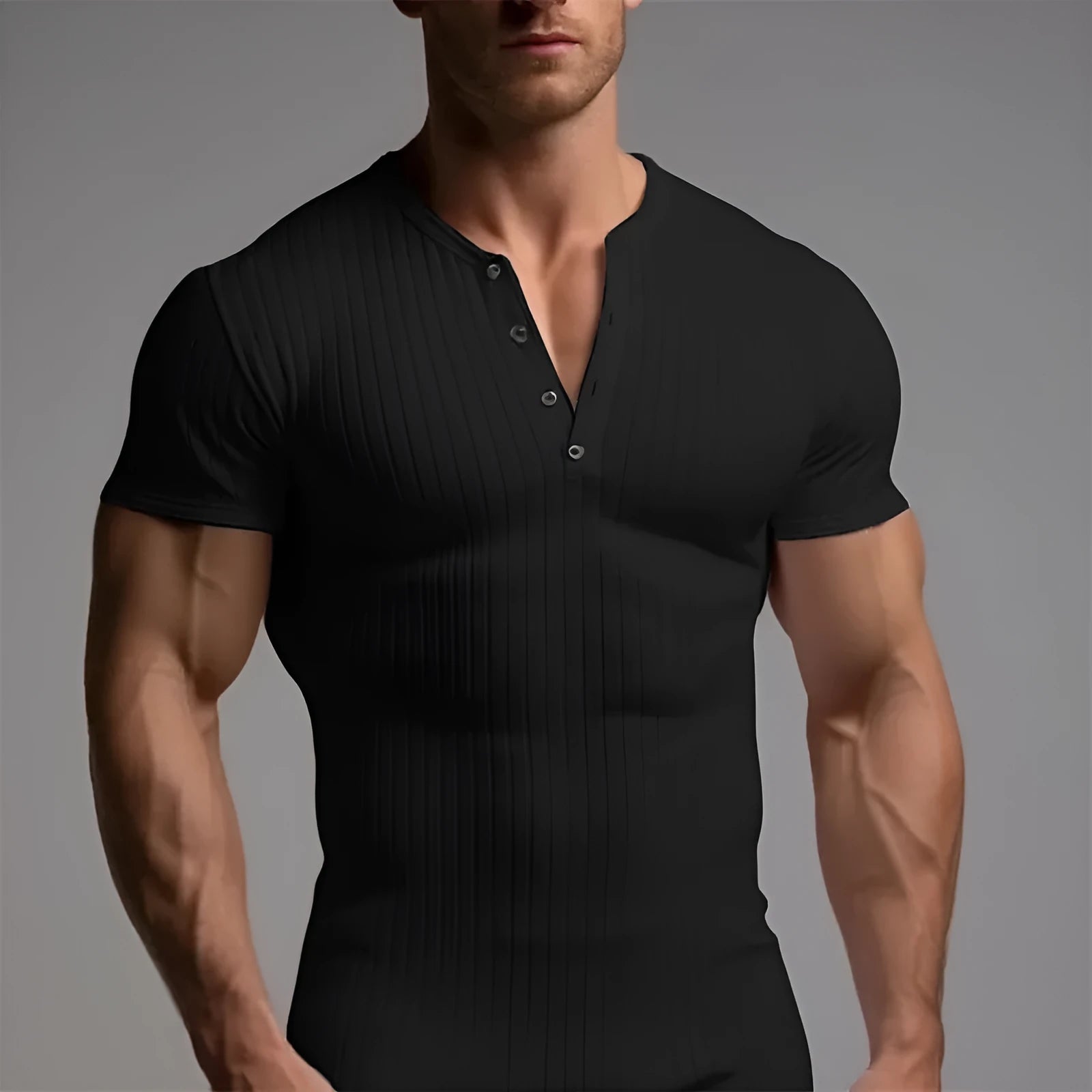 Slim-fit men's short-sleeved sports T-shirt in polyester, shown in Army Green colour.
