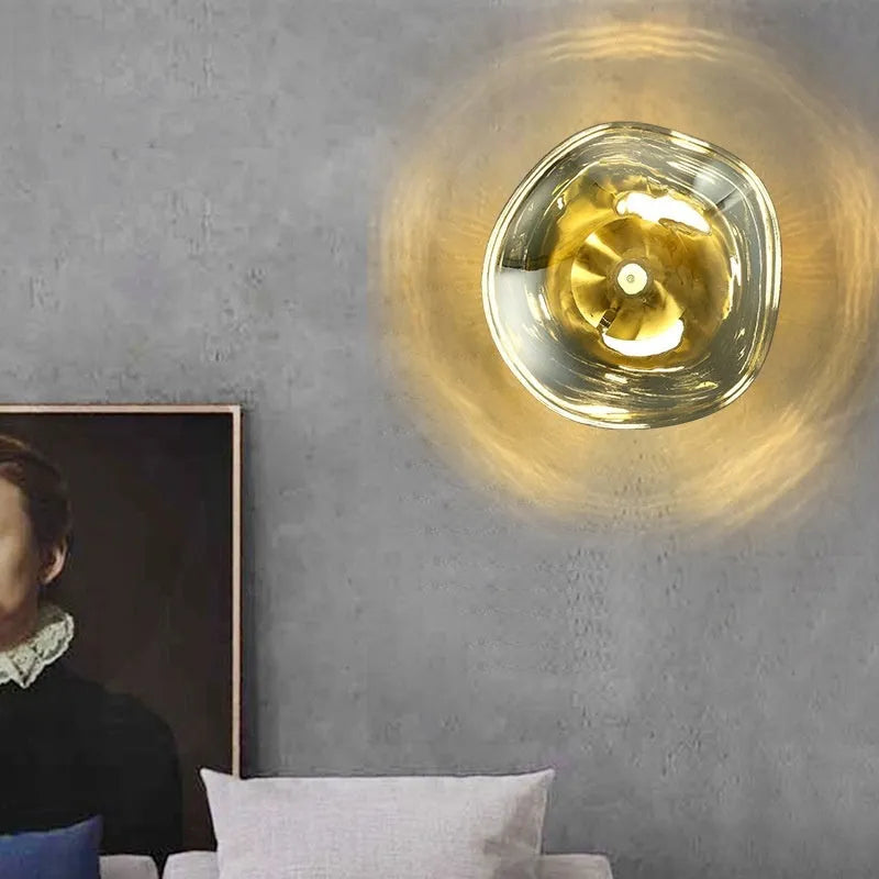 Modern creative staircase bar lava wall lamp with acrylic lampshade in gold colour, 30cm x 18cm