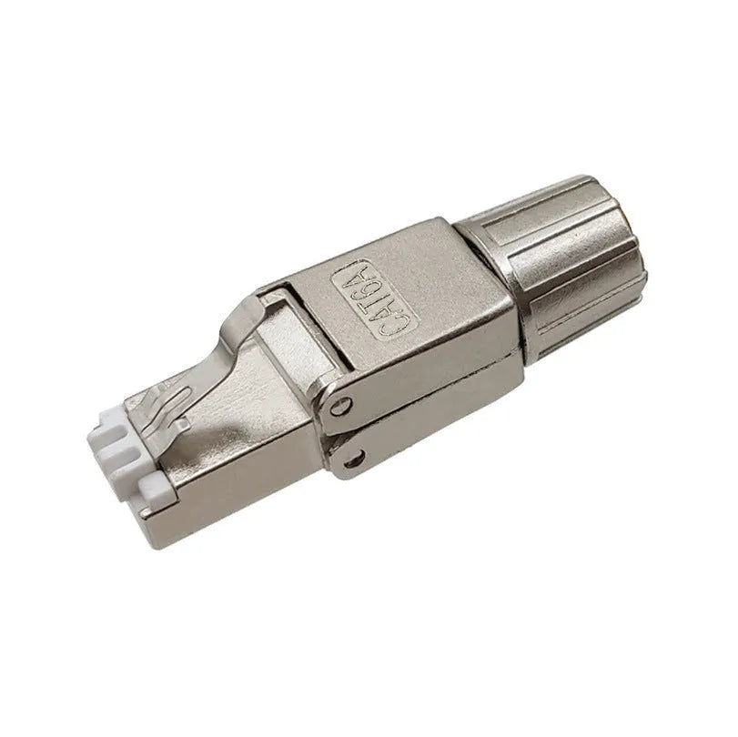 CAT6A metal shrapnel type punch-free shielded modular plug 74x14.5x11.5mm