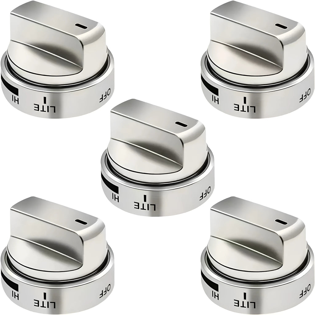 Silver metal oven stove knob with 5.3cm diameter