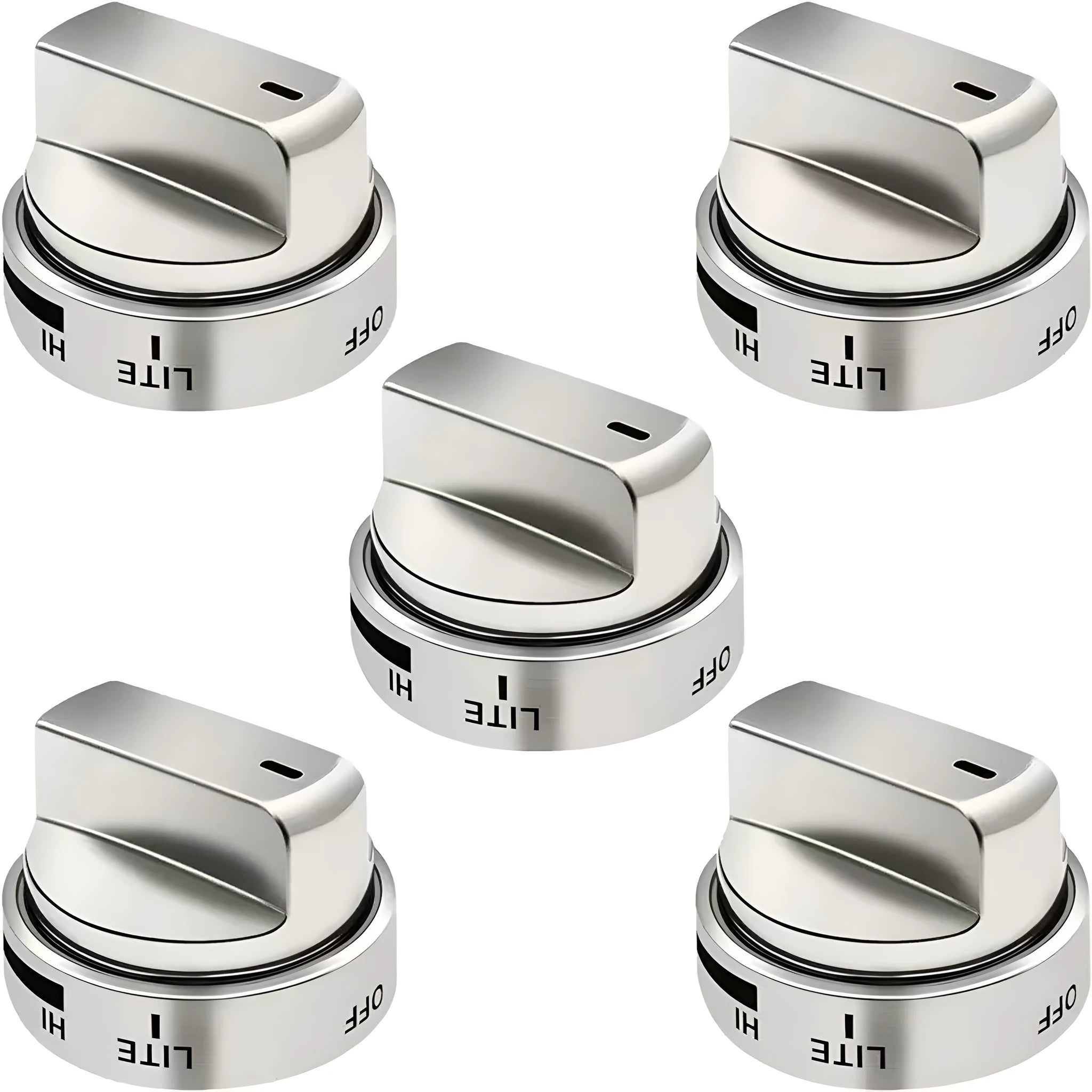 Silver metal oven stove knob with 5.3cm diameter