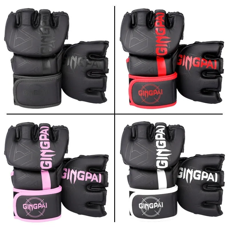 Fight Sanda training gloves for combat sandbag workouts in black and red colour.