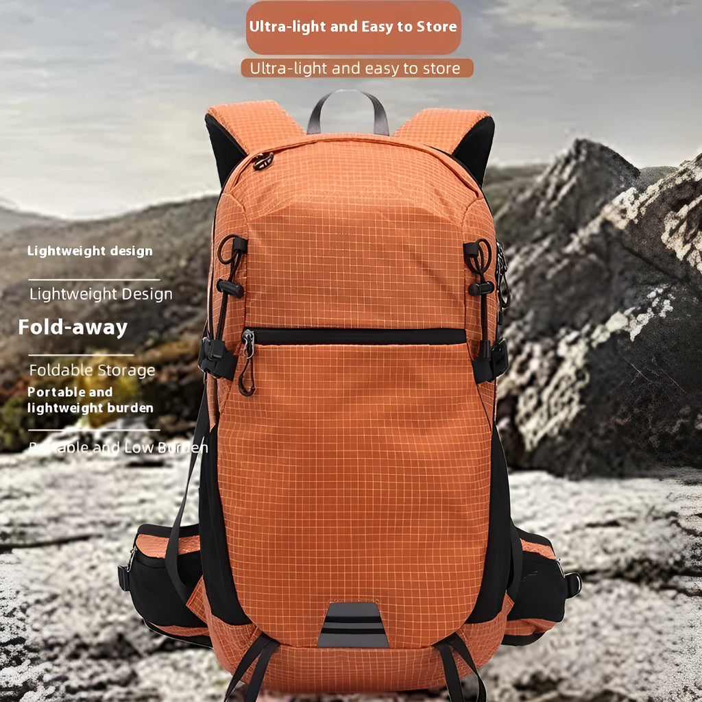 Large capacity nylon travel backpack in plaid pattern for outdoor sports