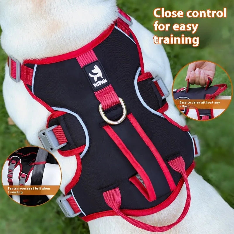 Oxford cloth pet harness in beige colour with adjustable chest strap for dog walking