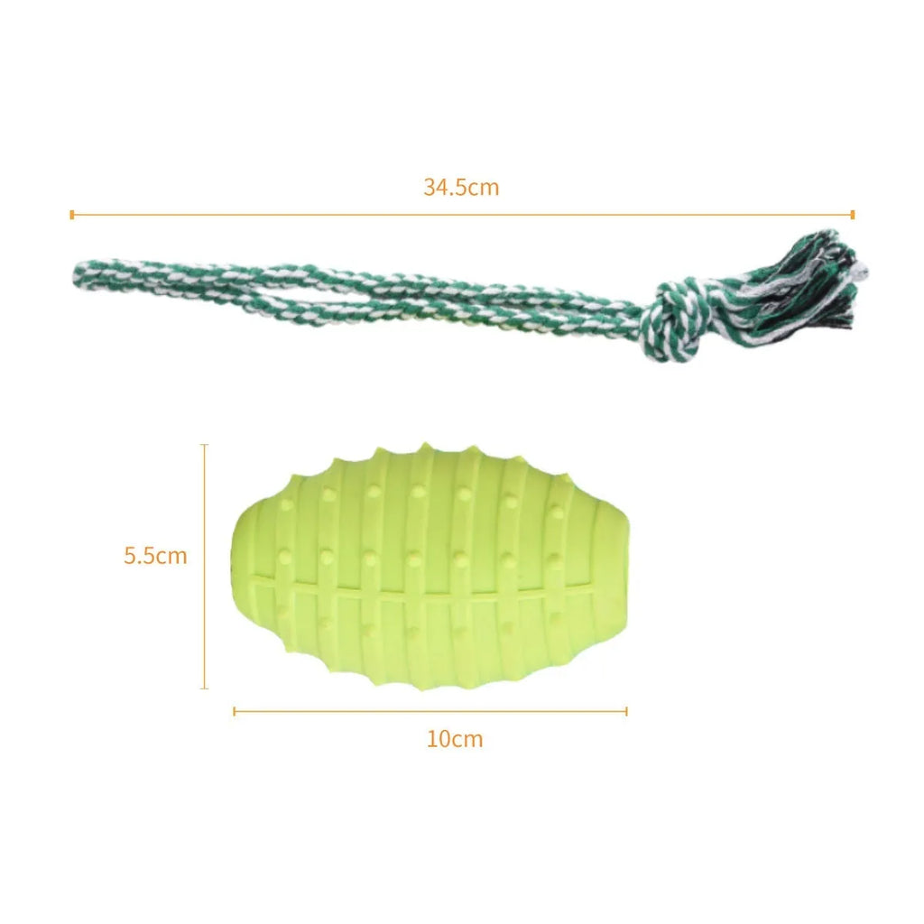 Dog molar toy cotton rope ball in green and pink for chewing and bending play