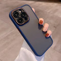 Frosted TPU PC phone case for iPhone 15, black colour, textured back