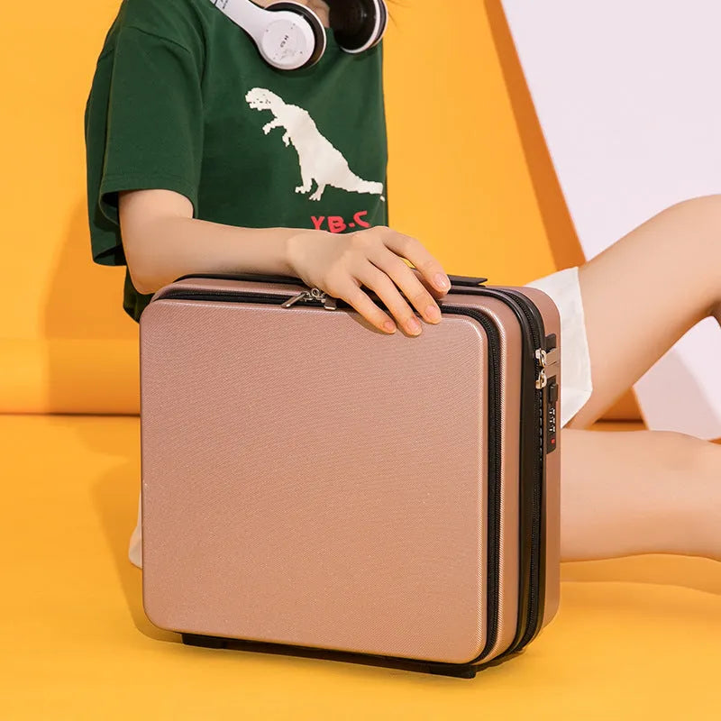 Women's mini cornetto portable suitcase luggage in 16 inch ABS material, black colour, front view