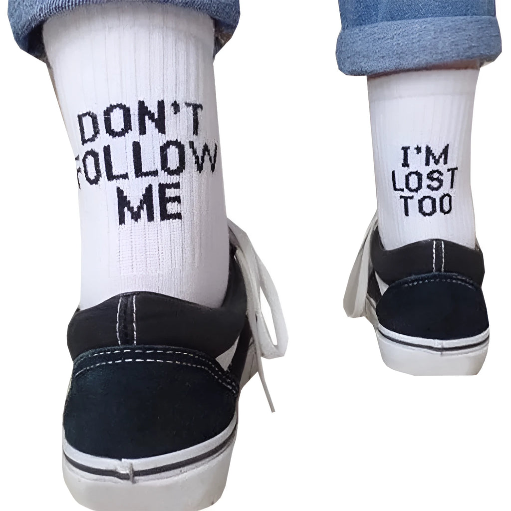 Cotton socks with English alphabet design in black colour option