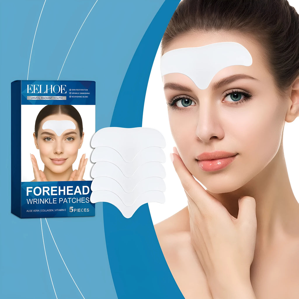 Pack of five non-woven fabric forehead skin care patches for moisturising