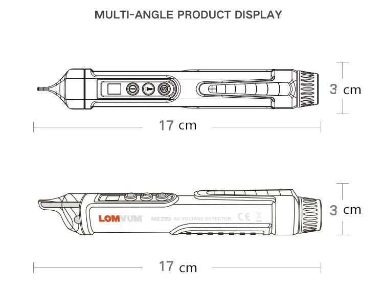 Black intelligent checkpoint test pencil for electrical line detection with sound and light alerts
