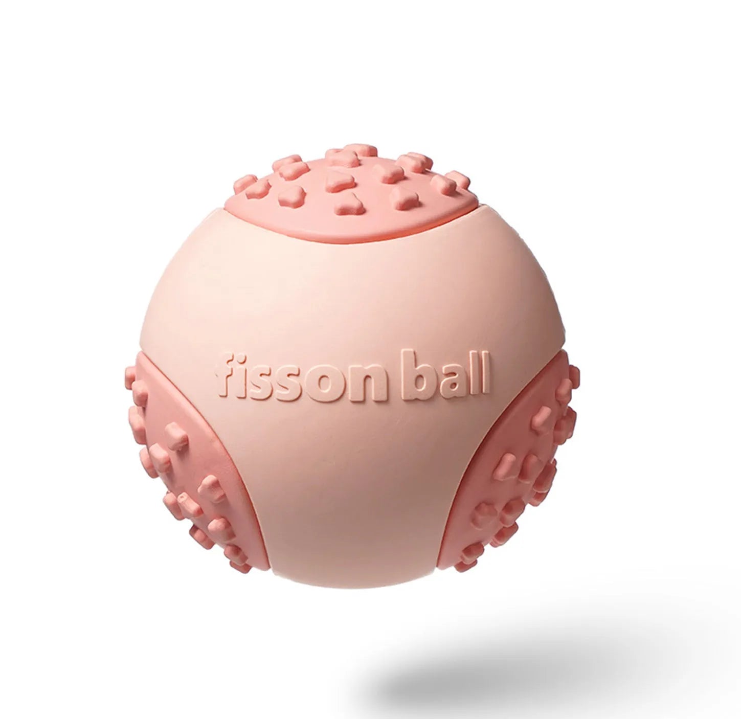 Green and pink durable interactive rolling ball dog toy with 64mm diameter for small medium dogs