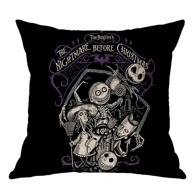 Linen skull Halloween pillow cover 45x45cm decorative throw pillow case on sofa