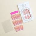 Super long artificial nails with French spot, bow detail, and love pattern in XB-70-48 colour.