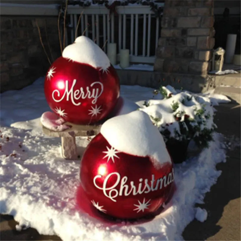 Large 60cm PVC inflatable Christmas ball outdoor decoration with colourful patterns