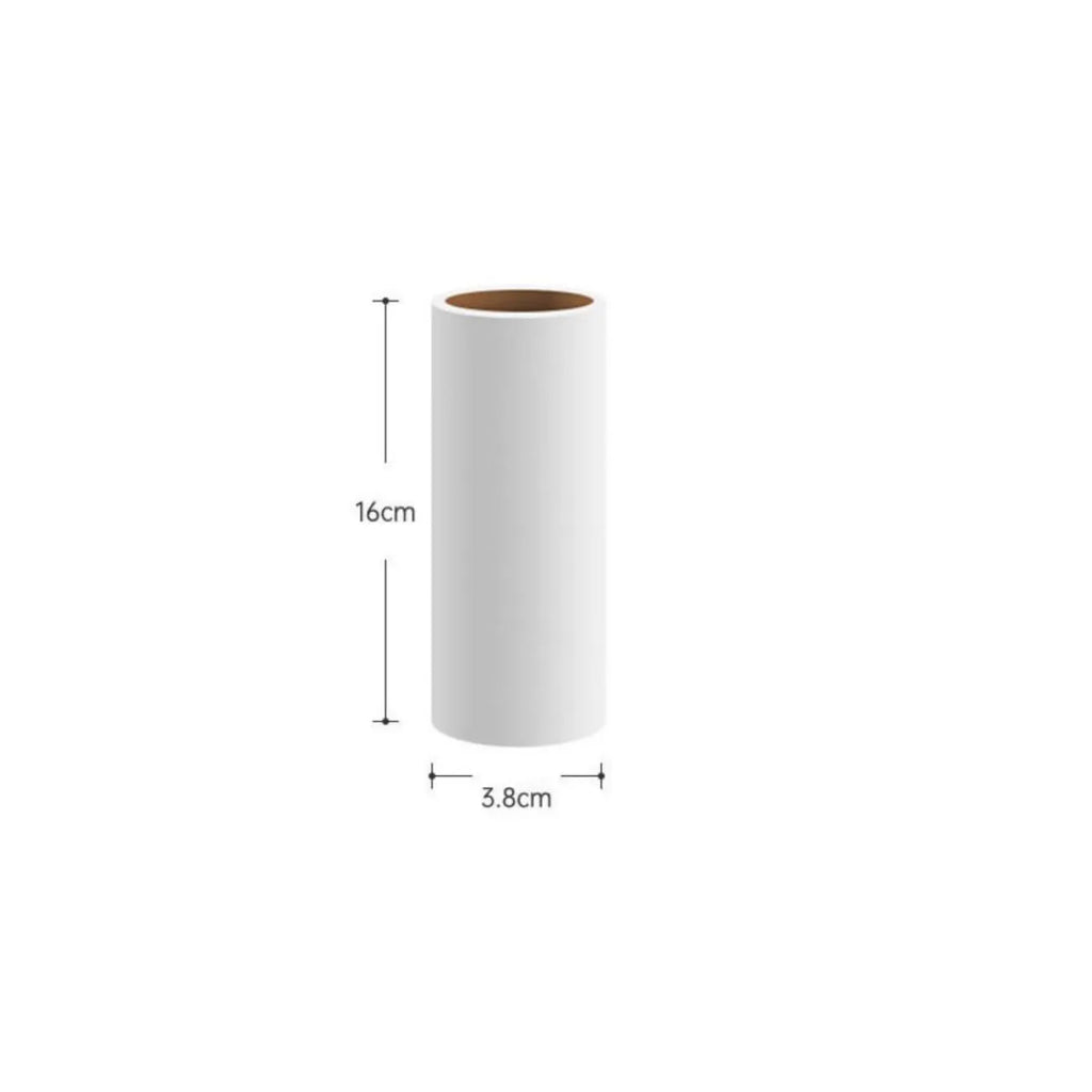 Refillable lint remover roller with tearable paper for pet hair removal on household surfaces