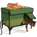 Green foldable cloth cat cage shown in three sizes S, M, L for outdoor delivery rooms or pet bedding.