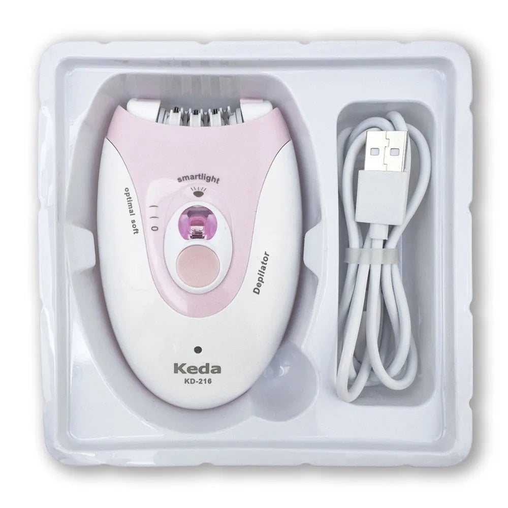 KEDA-216 coloured USB electric hair removal device with brush and charger