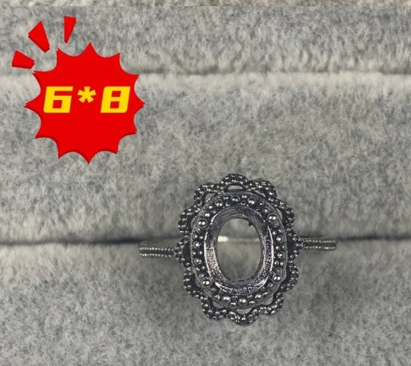 Oval denier ring with open mouth design, 6*8 main stone, and five-pointed star detail in electroplated copper