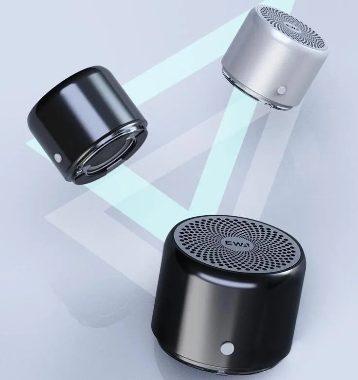 EWA A106 Pro Mini Bluetooth Speaker in black, pink, or silver with waterproof IPX67 rating