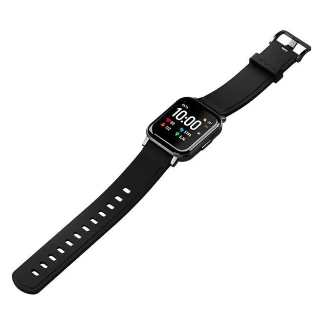 Black waterproof smart bracelet with 1.4 inch HD touch screen on silicone wrist strap
