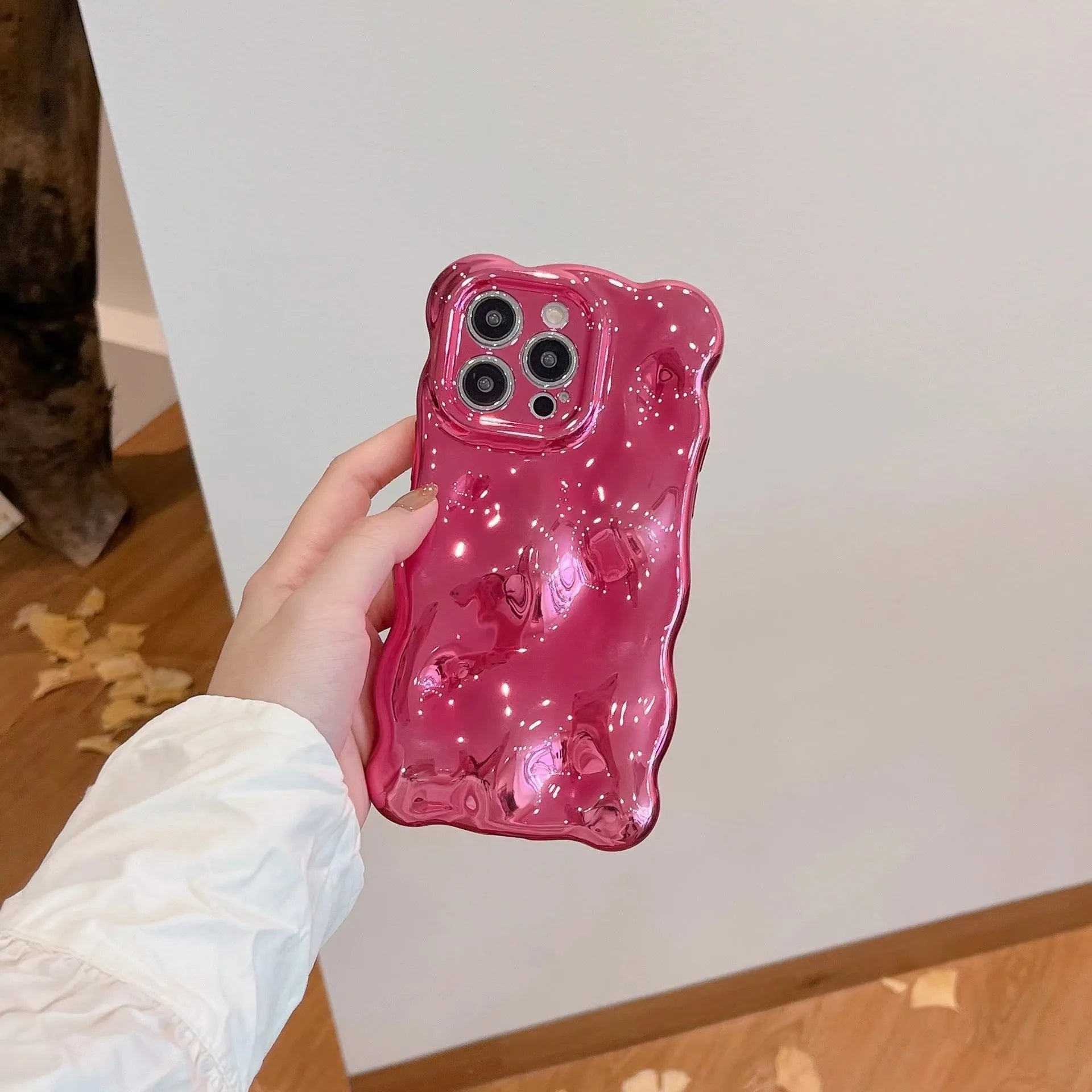 Bubble shell electroplated TPU phone case for iPhone 11 to 14 Pro Max in silver finish
