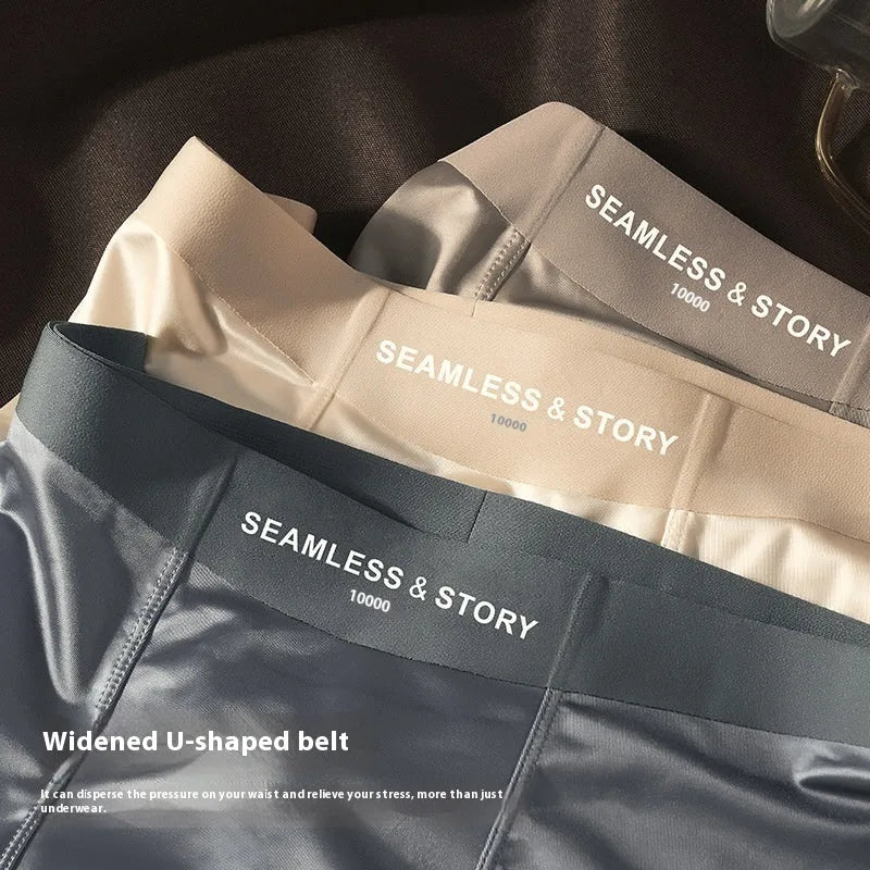 Men's ice silk satin underwear in multiple colours showing mid waist design