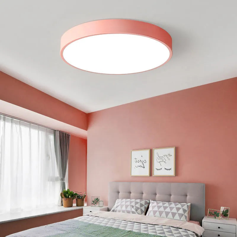 Ultra-thin 22cm 12W LED ceiling light with remote control dimming for modern minimalist rooms