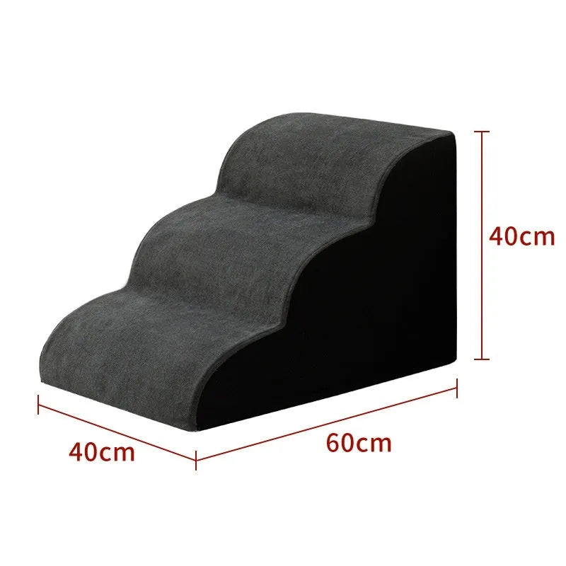 Wooden dog stairs with removable fabric cover in brown colour