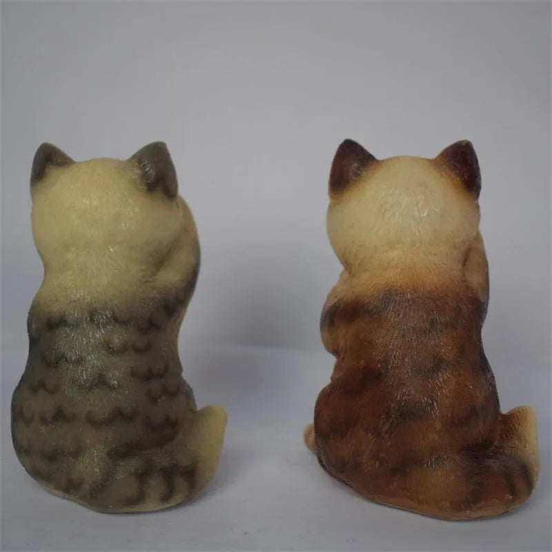 Solar cat lawn light in brown colour for garden pathway illumination