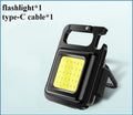 Mini portable COB keychain flashlight with USB recharge, 400 lumens, and built-in bottle opener