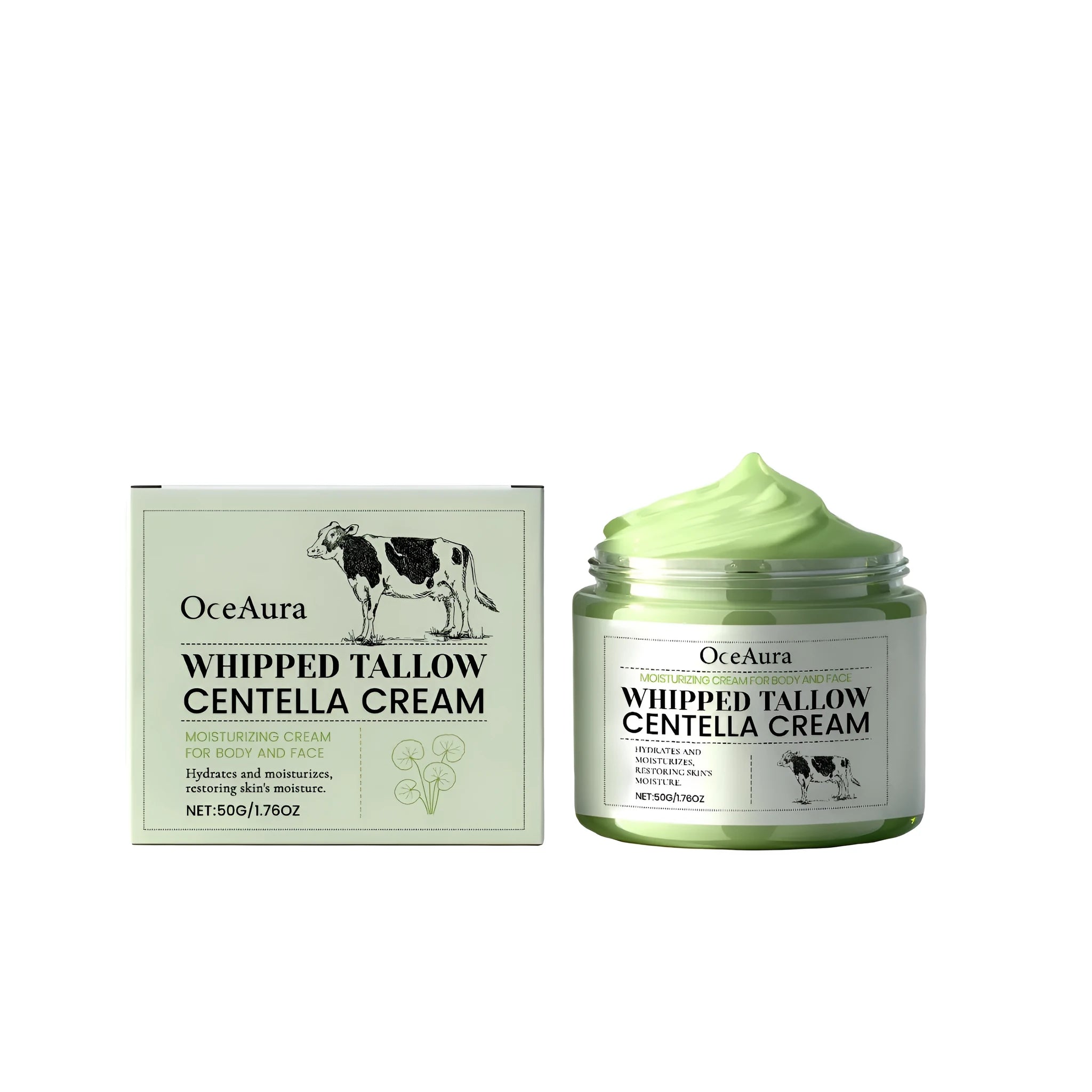 Talcum Asiatica Moisturizing Cream 50g tub with green and white label, front view
