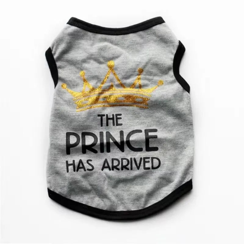 Lightweight cotton dog vest for puppies in a choice of six colours including blue and pink, shown on a small dog.