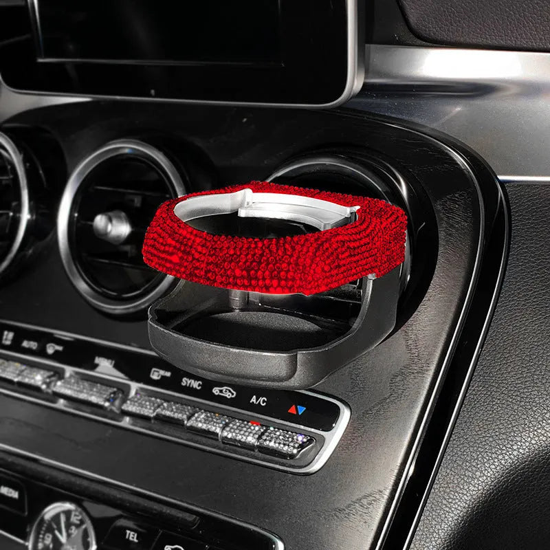 White diamond rhinestone car air vent cup holder and ashtray bracket made of ABS plastic