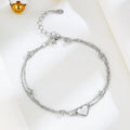 S925 sterling silver heart double-layer bracelet for women simple style electroplated finish