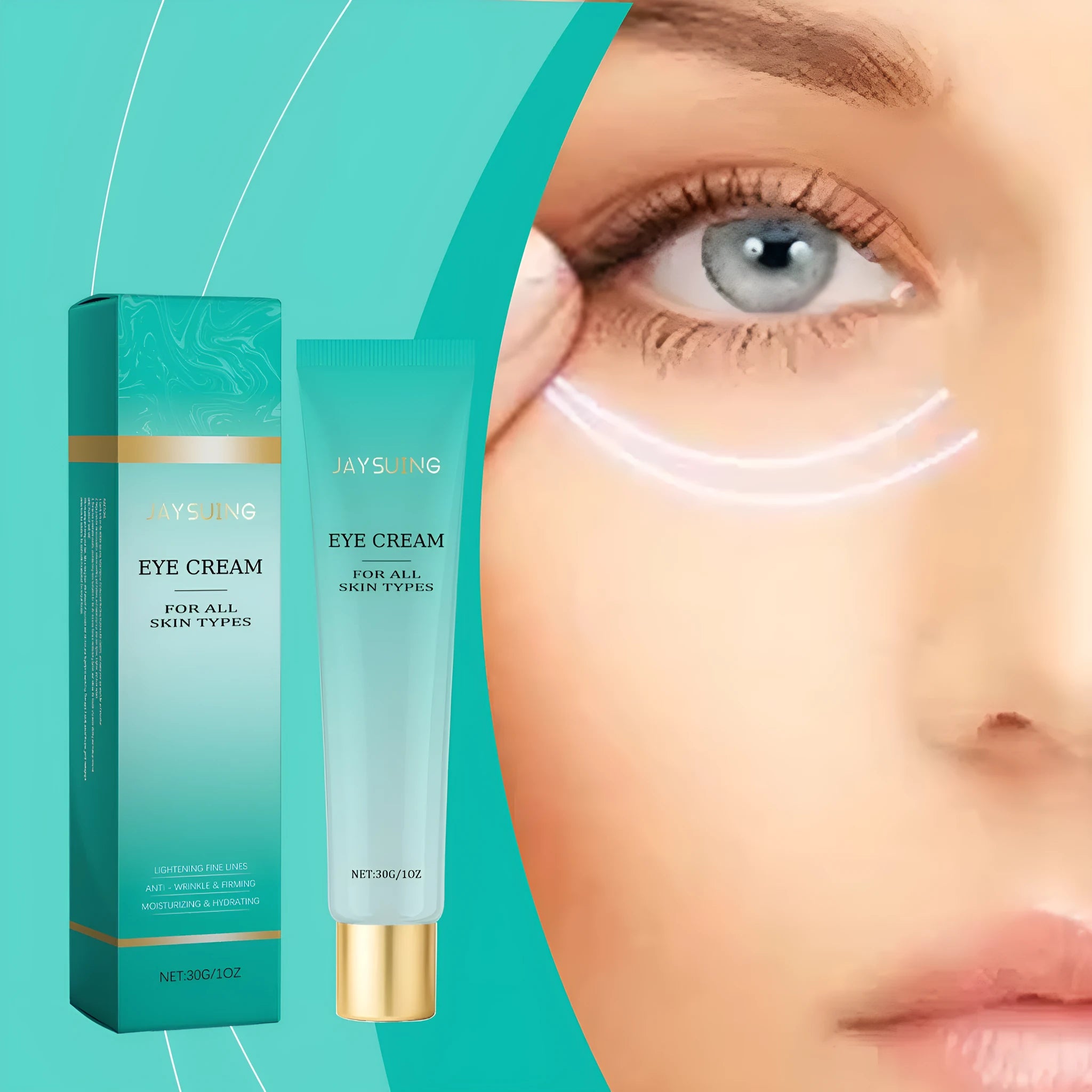30g jar of retinol and hyaluronic acid anti-ageing eye cream for under-eye treatment.