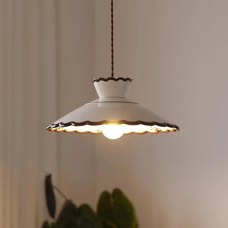 Single-head brass ceramic droplight with warm LED light, 33cm shade, adjustable height 0.5m
