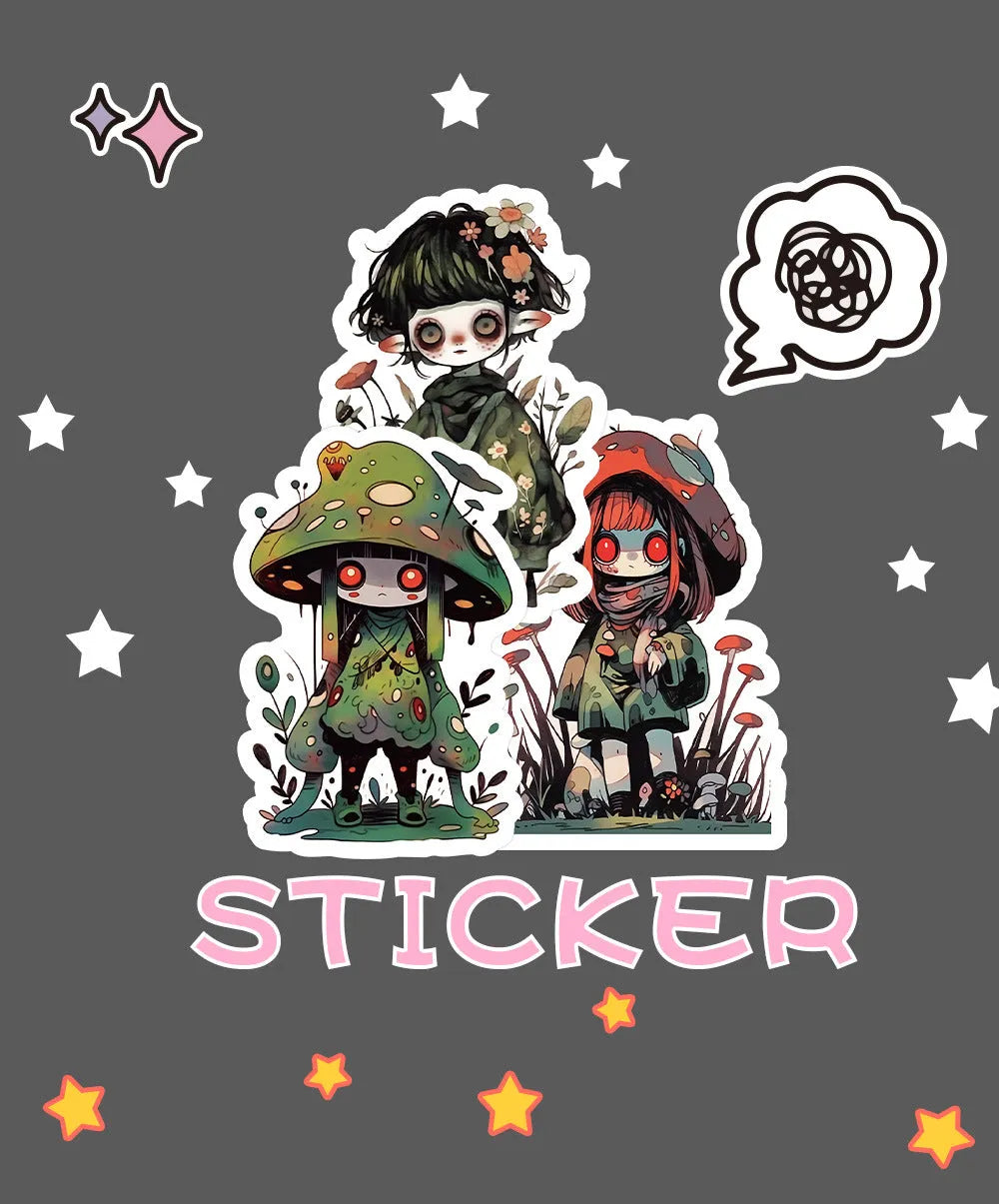 Little Zombie Stickers horror scarecrow decorative sticker pack 60 sheets mixed sizes 3 to 8cm