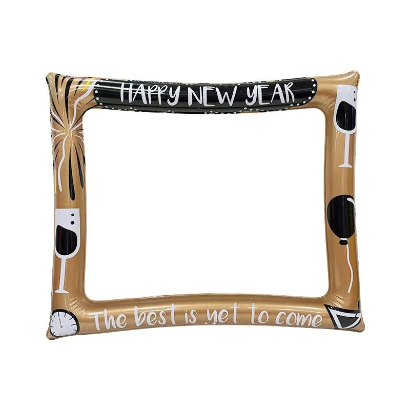 Christmas-themed inflatable PVC photo frame prop for festive pictures.